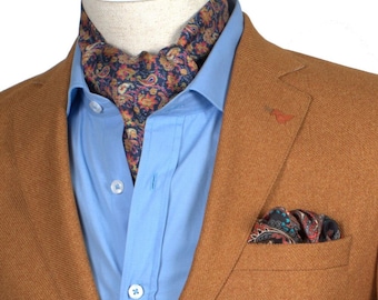 Lilac Midnight Blue Ascot Men&#39;s Scarf