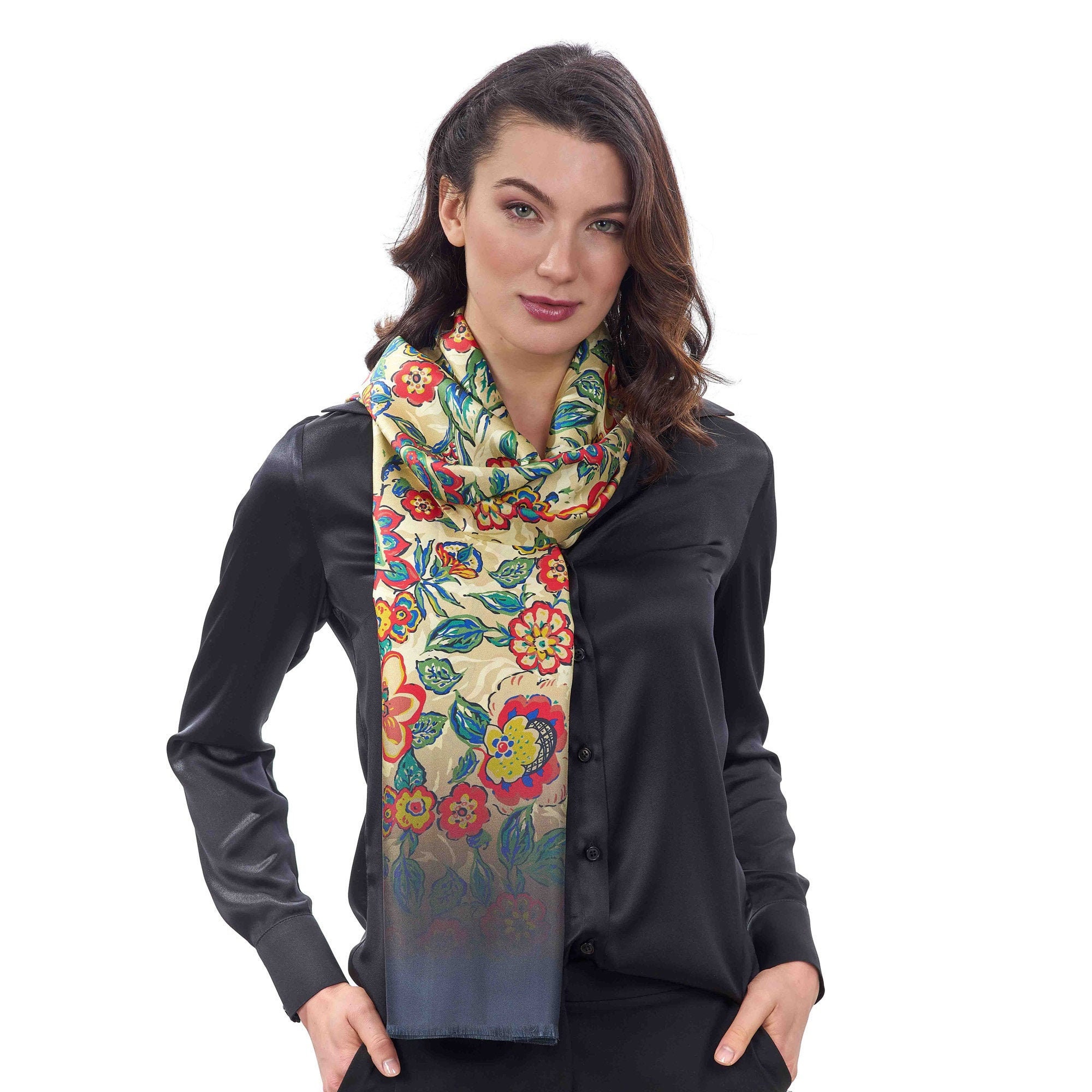 Silk Shawl Hyacinth Flower Silk Shawl Beach Color Floral Etsy