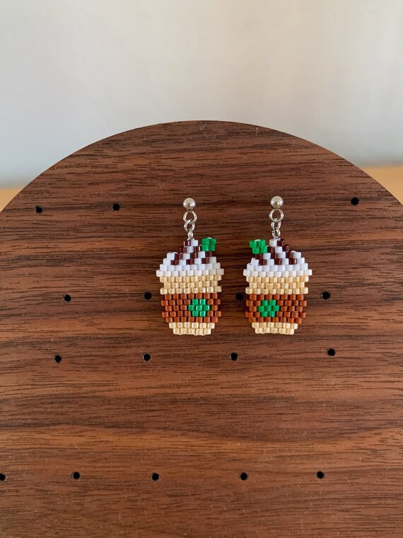 Green Frappe Coffee Earrings Green Frappe Coffee Earrings