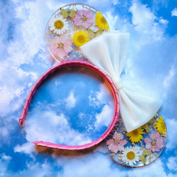 Resin Mouse Ears, Pink, Yellow and White Flowers