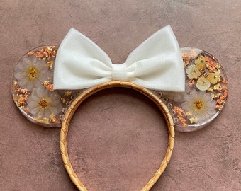 Resin Mouse Ears, Floral Butterfly Resin Mouse Ears Headband
