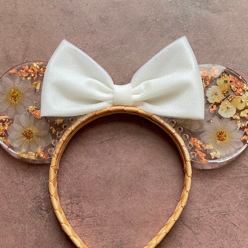 Resin Mouse Ears, Floral Butterfly Resin Mouse Ears Headband