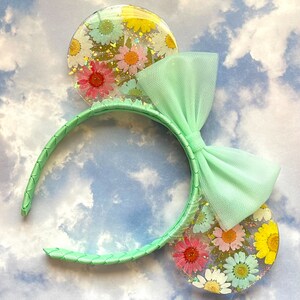 Mint Resin Mouse Ears, Floral Resin Mouse Ears