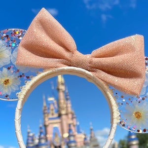 Rose Gold Floral Resin Mouse Ears, Resin Mouse Ears Headband
