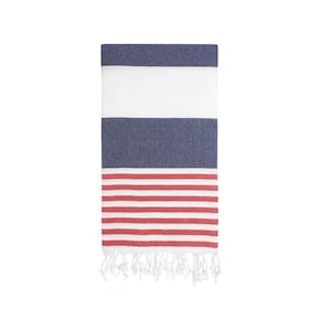 Harpo Navy Red Turkish Beach and Bath Towels - Citizens of the Beach Collection - Striped - Baby Shower Wedding Bachelorette Party Gift