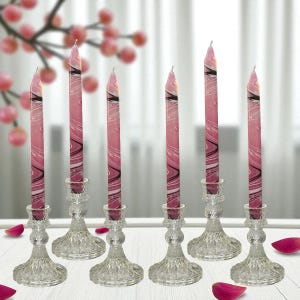 Hand-Marbled Dinner Candles: Colorful Unscented Taper Candle Set
