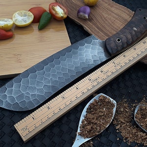 Hand-Forged 1095 High Carbon Steel Cleaver Knife - Premium Handmade Butcher Knife for Meat Cutting, Chopping, and Kitchen Use