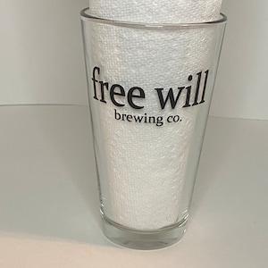 Free Will Brewing Co Pint Glass - Beer Glass - Drinking Glass