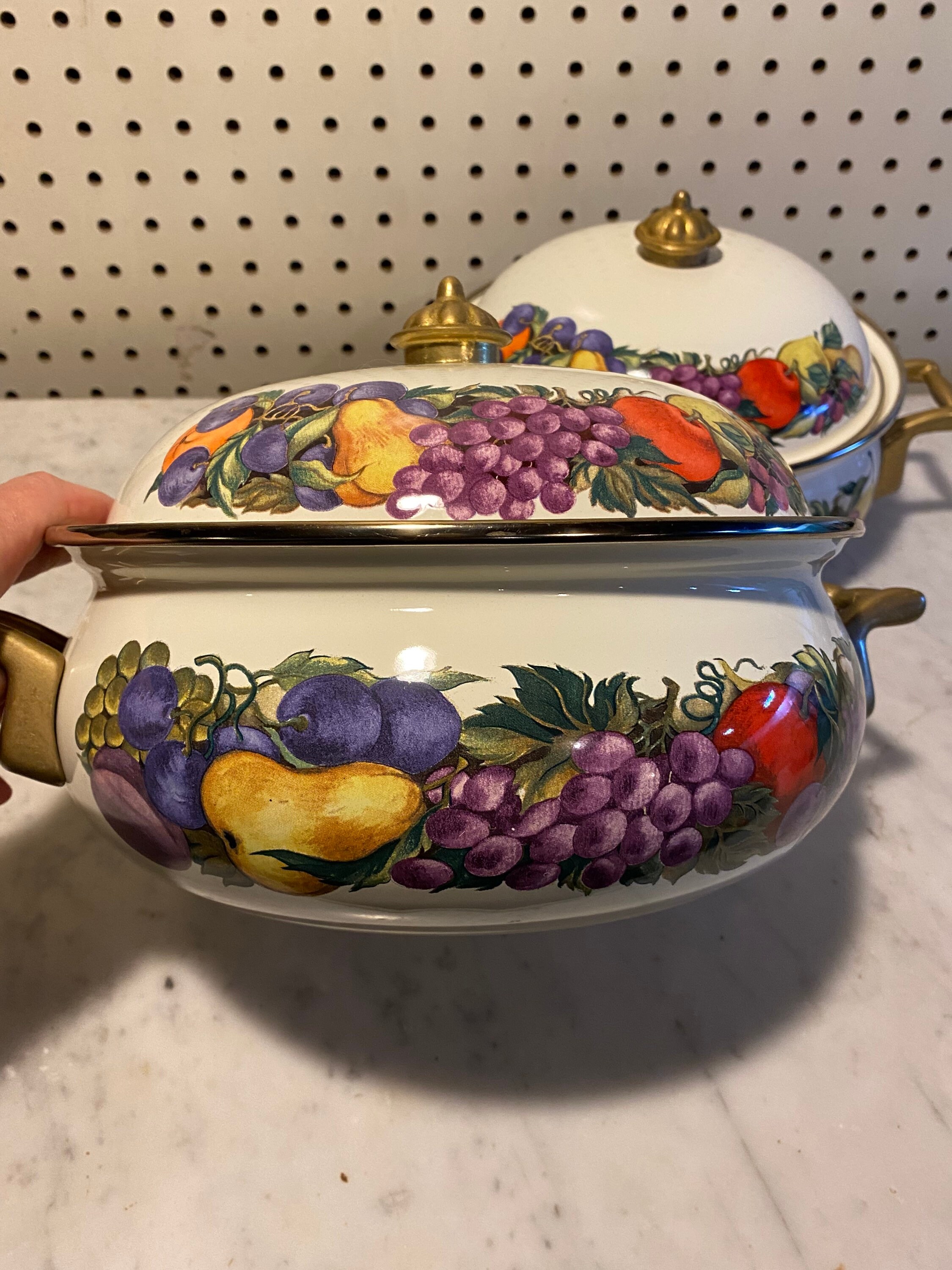 Cornucopia Enamelware Orchard Royale Fruit Pattern Dutch - Etsy