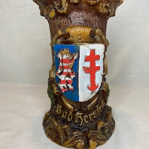 German Sculpted Carved Embossed Painted Pillar Candle