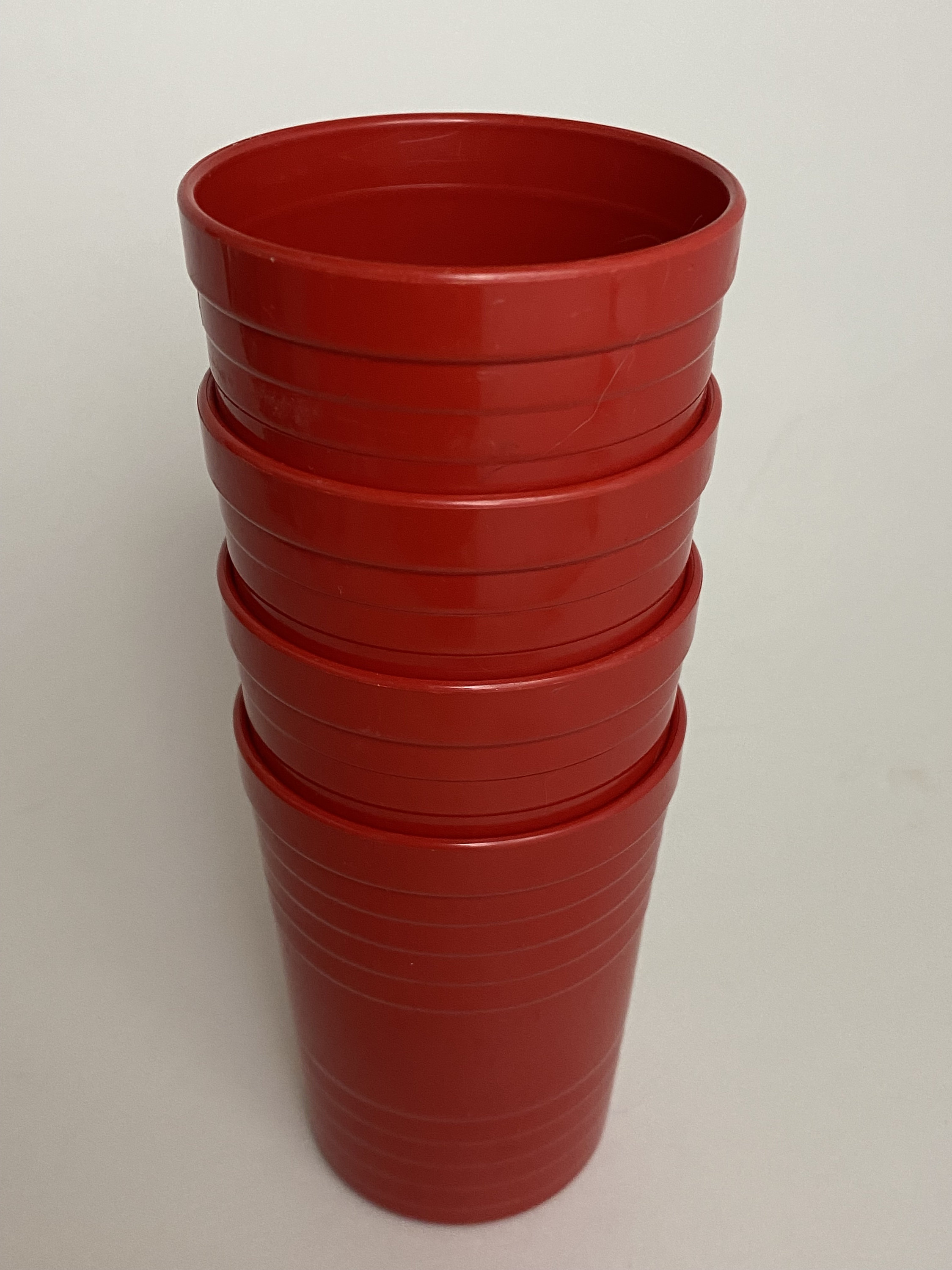  Set of 4 Reusable Melamine Red Plastic Party Cups