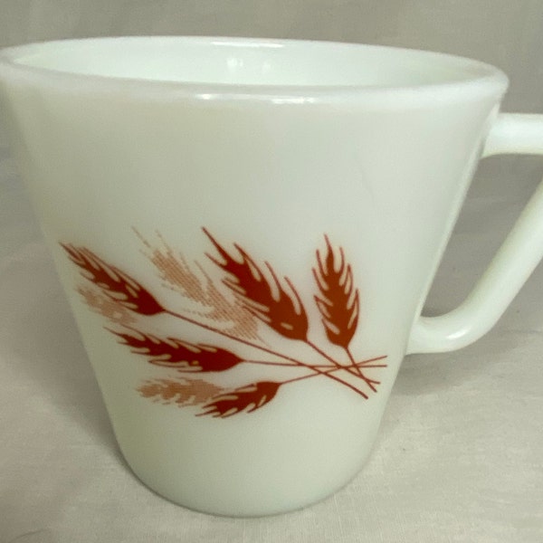 Pyrex White Milk Glass Coffee Tea Cup Mug Wheat Pattern Harvest Home - Replacement Pyrex