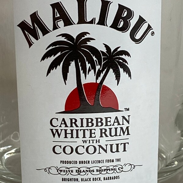 Malibu Caribbean White Rum Drinking Glass - Whiskey Rum Vodka Glass - Cocktail Glass