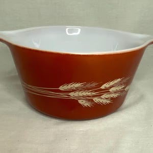 Pyrex Autumn Harvest Wheat - 1 Quart - 473-B - Vintage Pyrex - Wheat Pattern - Orange Harvest