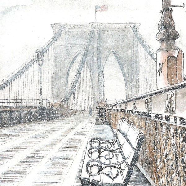 Tempête sur le Brooklyn bridge