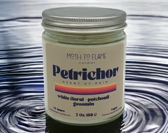 Petrichor | Rain Smelling Candle | Novelty Gift | Candle | Gothic Home Decor | Vegan Ingredients | Patchouli | Cool Gift | Retro |