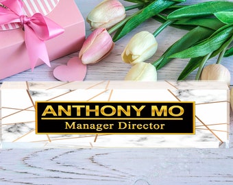 Office Decor Desk Nameplate, Personalized Desk Name Plate,Coworker Gift 3D Acrylic Clear Glass
