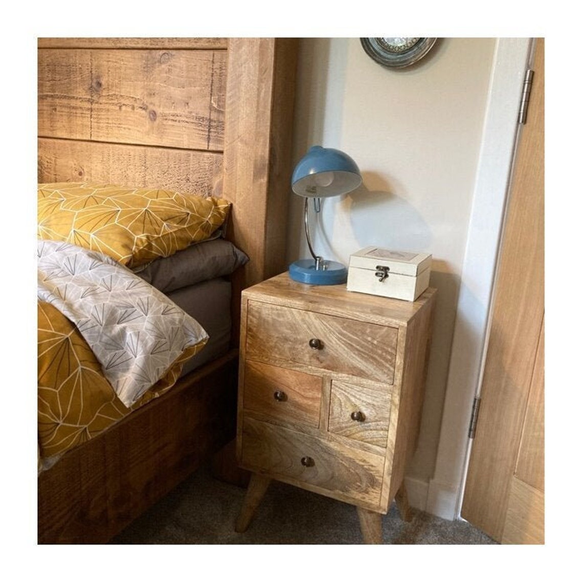 Solid Wood Scandinavian Nordic Retro Style Bedside Table Vintage Unit ...