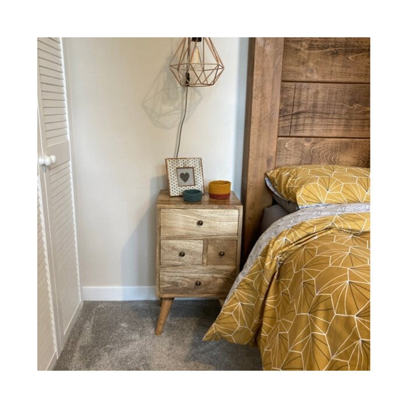 Solid Wood Scandinavian Nordic Retro Style Bedside Table Vintage Unit ...