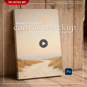 Mockup video su tela ISO / Cornice per ritratto animato da parete / Cottagecore Cabin Western Lodge Fienile Fattoria / Oggetto avanzato Photoshop