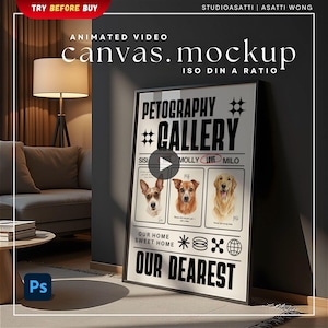 Frame Video Mockup | Elegant Room Wall Art Reflection Poster | PSD Smart Object