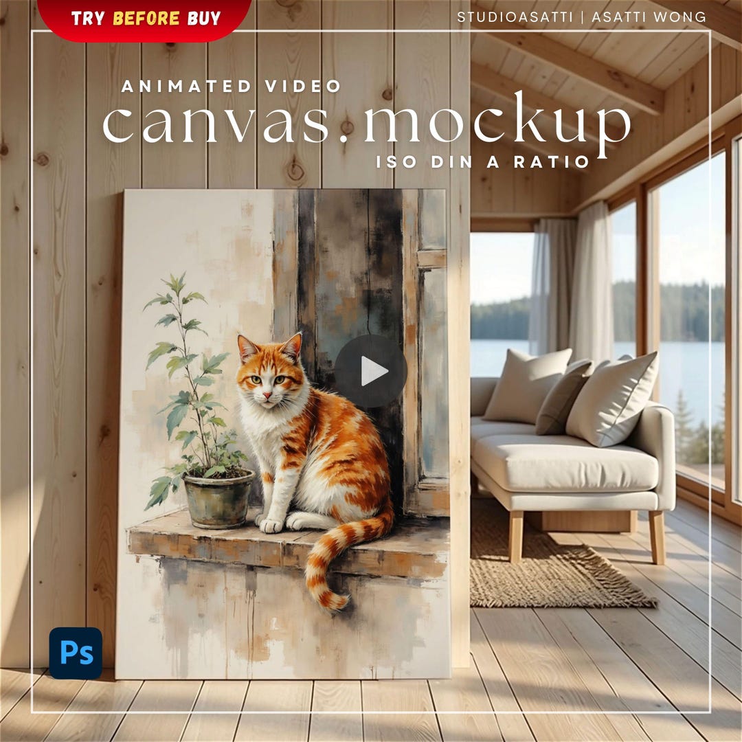 Rustic Animation ISO Canvas Video Mockup | Animated Rustic Cottagecore Cabin Wall Art ...