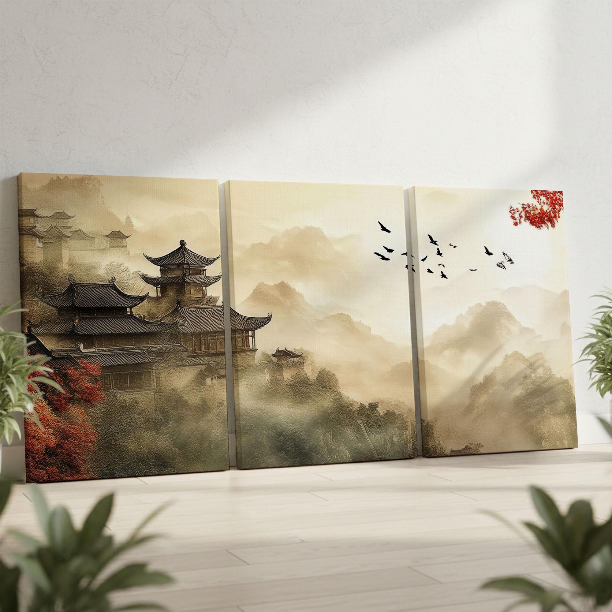 Split Frame Drawing 21:9 Three-split Frames Canvas Mockup | Wall Art Room Painting Display ...