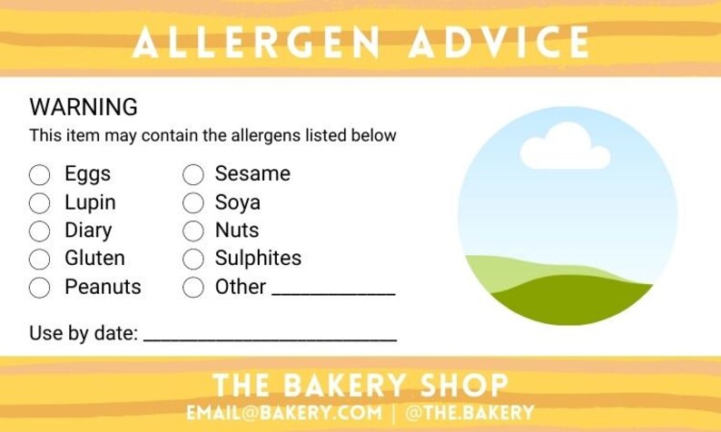 Editable Food Allergy Label Template Cake Baker Labels Cake - Etsy ...