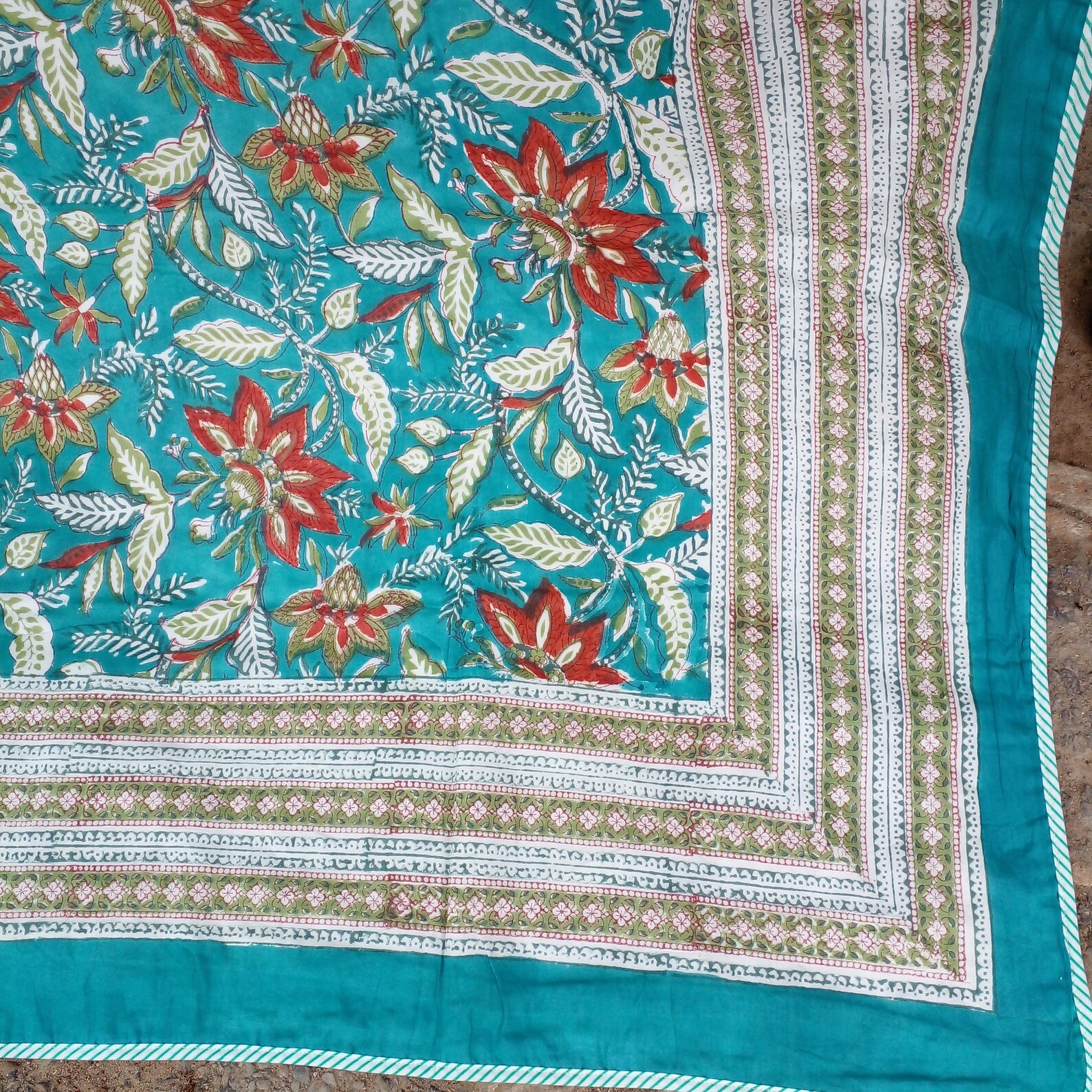 Indian handmade Floral Print Summer Single Reversible Quilt Etsy