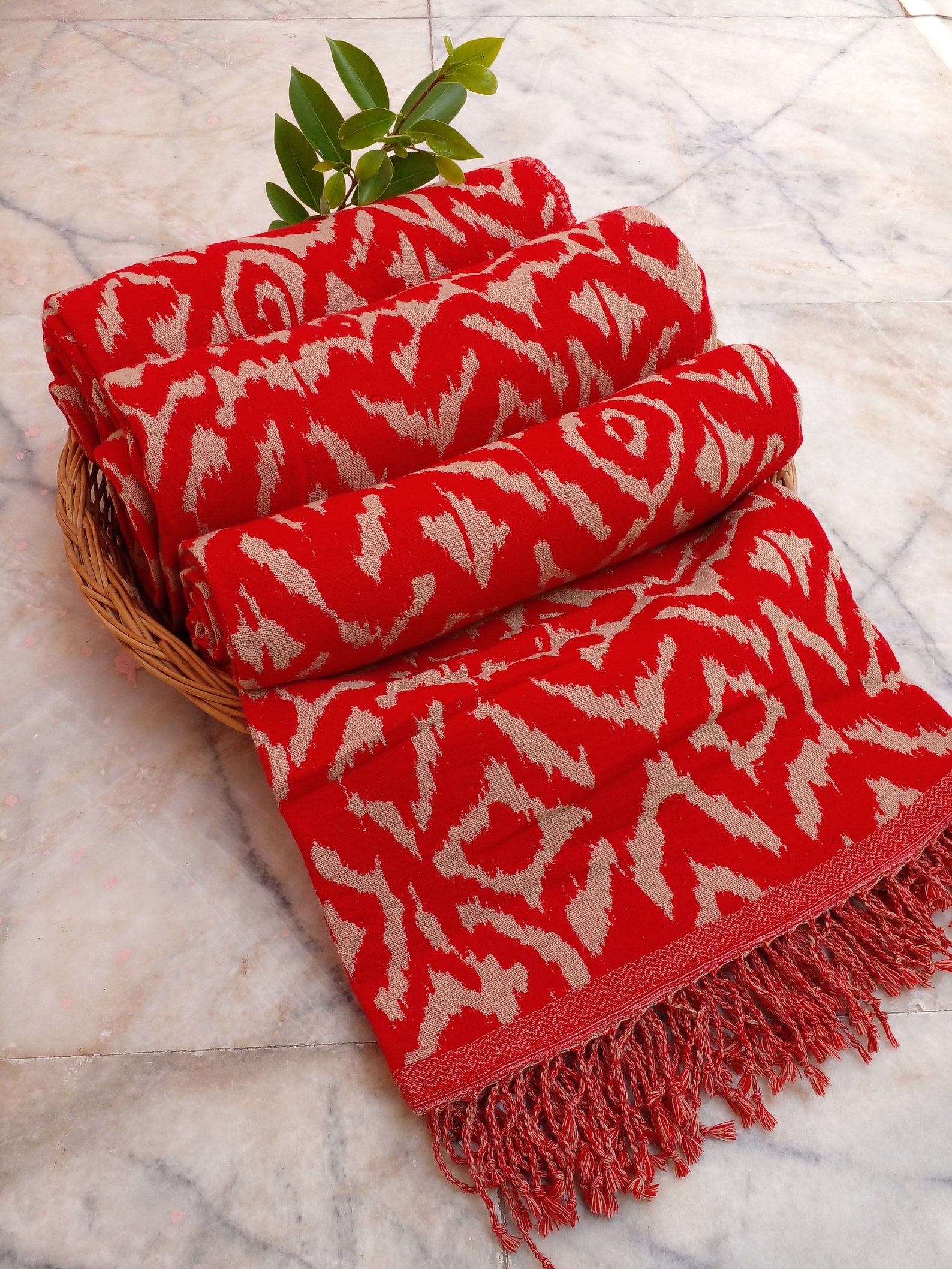 100 Wool Reversible winter ikat throw cosy blankets Etsy