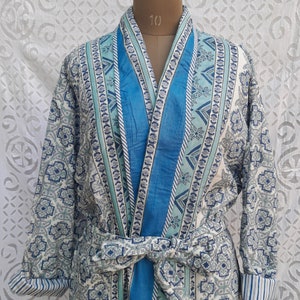 long sleeve kimono with belt closure reversible robe