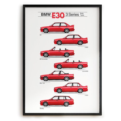 BMW E30 3 Series Body Types Poster Etsy UK