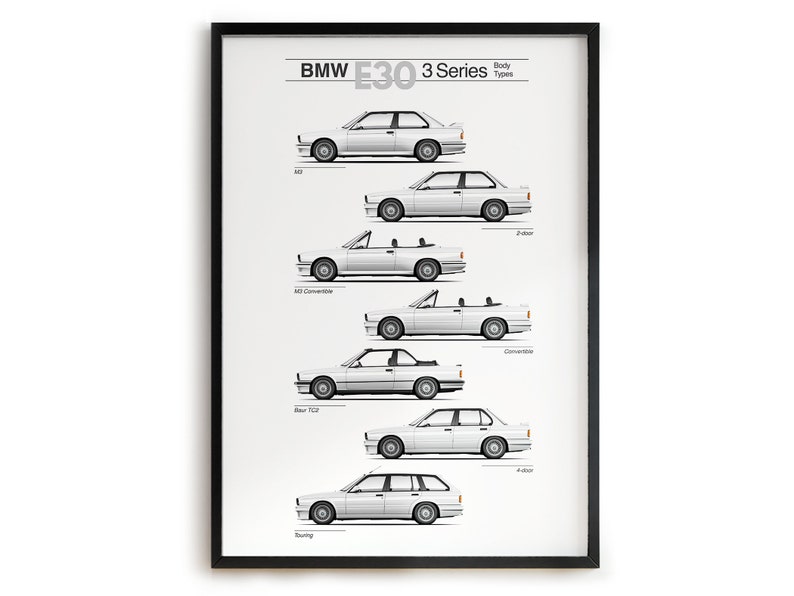 BMW E30 3 Series Body Types Poster Etsy UK