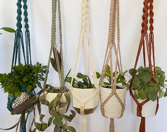 38" Plant Hanger, Spiral or Square Knot Macrame Plant Hanger - The Sugar Pine