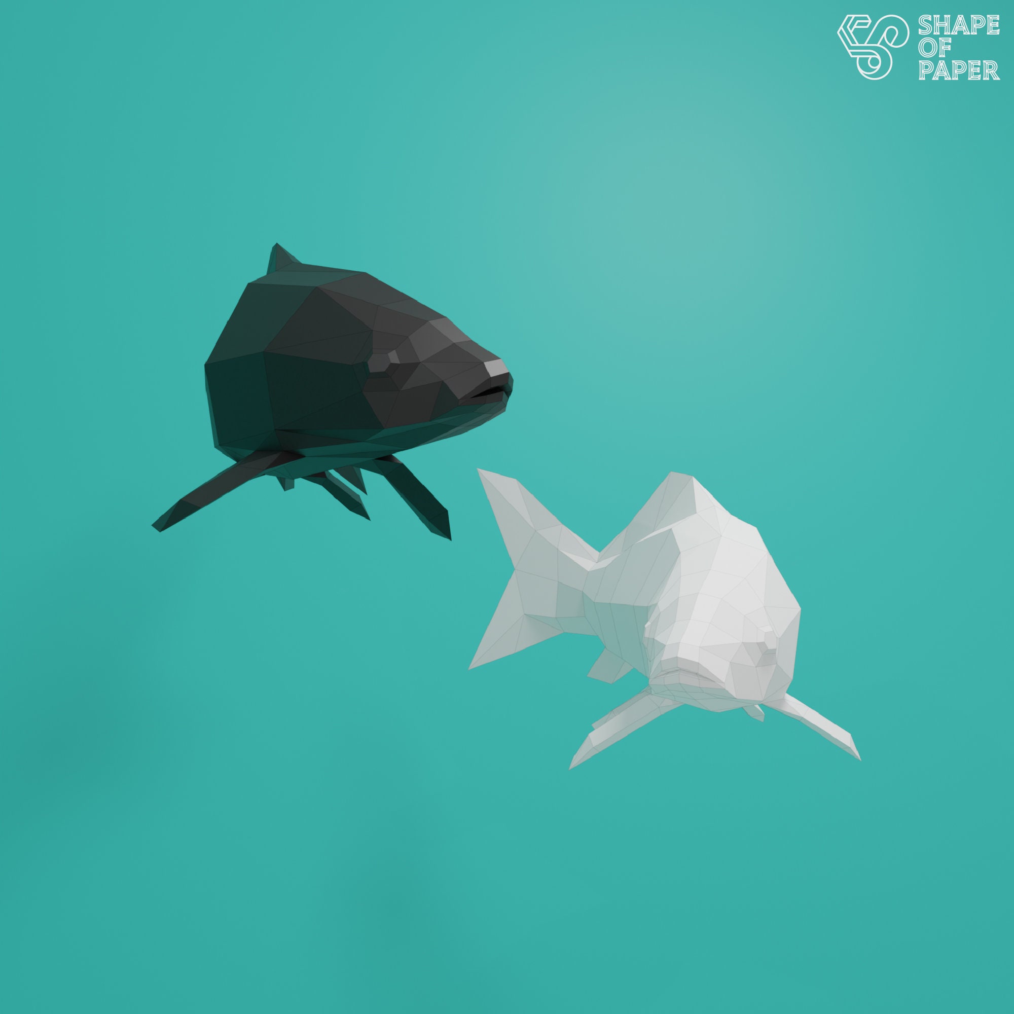 Papercraft Koi Fish, Handmade, Paper Sculpture, Pepakura, 3D Model, Art Decor, DIY, Yin Yang, DXF, SVG