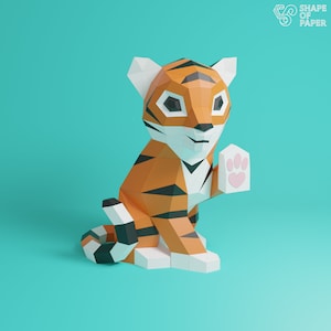 Papercraft Tiger, Handmade, Paper Sculpture, Pepakura, 3D Model, Art Decor, DIY, Kuching