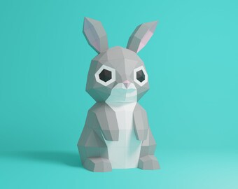 Papercraft Rabbit, Bunny, Handmade, Paper Sculpture, Pepakura, 3D Model, Art Decor, DIY, DXF, SVG
