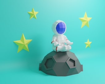 Papercraft Astronauta che fa Yoga sulla Luna, Fatto a mano, Scultura di carta, Pepakura, Modello 3D, Art Decor, Fai da te, DXF, SVG