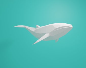 Papercraft Whale, Handmade, Paper Sculpture, Pepakura, 3D Model, DIY, DXF, SVG