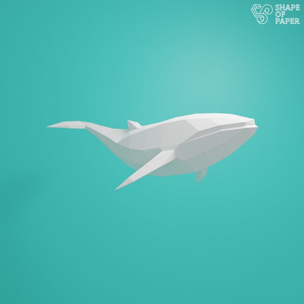 Papercraft Baleine, Fait main, Sculpture en papier, Pepakura, Modèle 3D, DIY, DXF, SVG