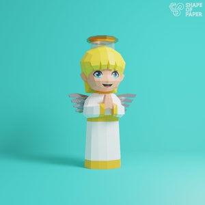 Praying Angel, Handmade, Paper Sculpture, Pepakura, 3D Model, Art Decor, DIY, DXF, SVG