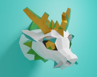 Papercraft Dragon, Handmade, Paper Sculpture, Pepakura, 3D Model, Art Decor, DIY