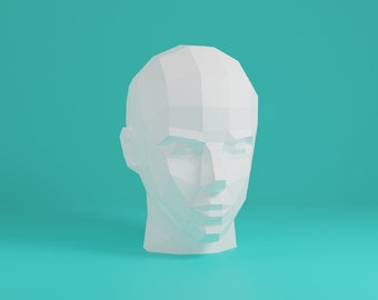 Papercraft Head, Handmade, Paper Sculpture, Pepakura, 3D Model, Art Decor, DIY, DXF, SVG