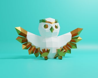 Papercraft Owl, Handmade, Paper Sculpture, Pepakura, 3D Model, Art Decor, DIY, DXF, SVG