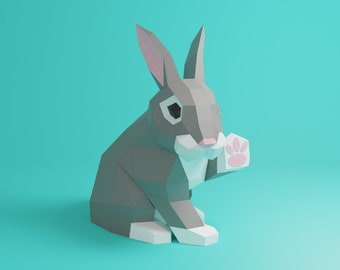 Papercraft Coniglio, Coniglio, Fatto a mano, Scultura di carta, Pepakura, Modello 3D, Decorazione artistica, Fai da te, 2023, Kuching, DXF, SVG