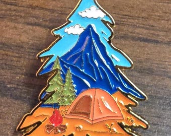 Basecamp Tent and Campfire Enamel Pin