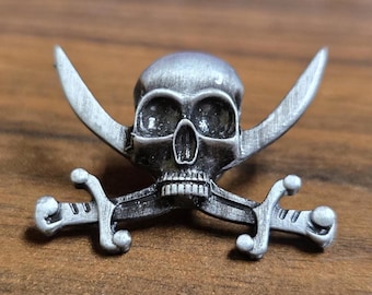 Pirate Skull and Crossed Sabers Pin