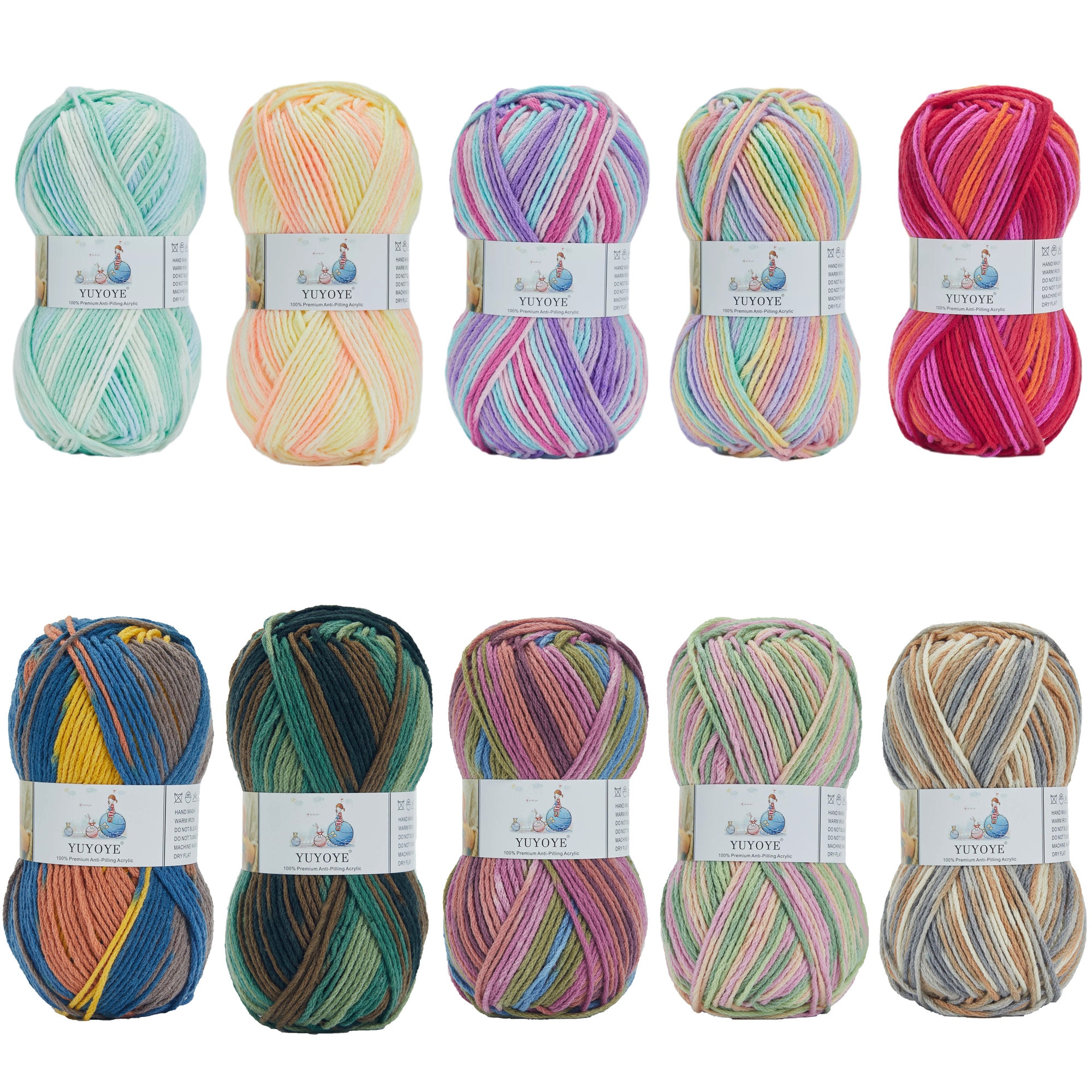 Antipilling Acrylic Yarn Multicolor 5 Ply DK 100g For Etsy