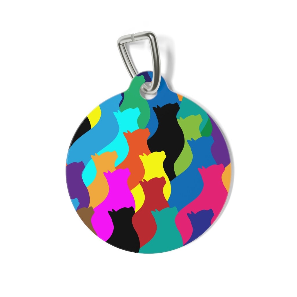 Cat ID Tag/Cat Name Tag/Modern Cat Design/Cat Pop Art Etsy