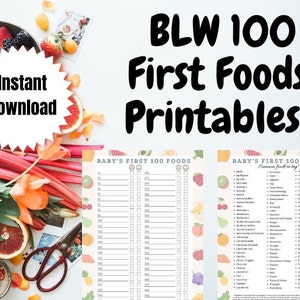 BLW Baby&#39;s 100 First Foods Tracker - Printable Chart - Instant Download